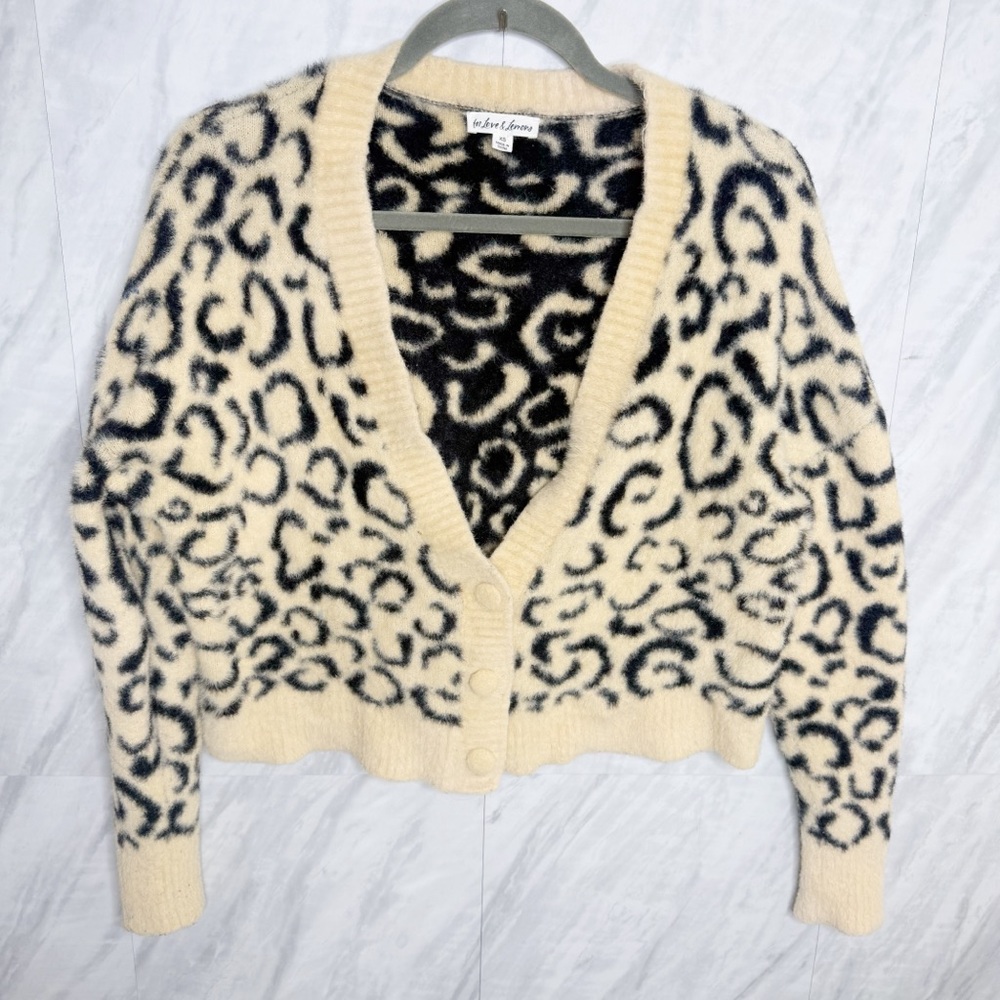 For Love And Lemons Leopard Cream and Black Cardigan XS